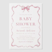 Waterverf Meisje Lint Blush Roze Bow Baby shower Vellum Uitnodigingen (Voorkant)
