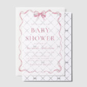 Waterverf Meisje Lint Blush Roze Bow Baby shower Vellum Uitnodigingen (Offset (Uitnodiging))