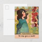  Waterverf meisje met bloemen en bijen Briefkaart (Voorkant / Achterkant)