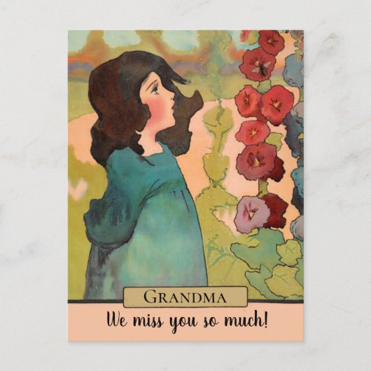 Waterverf meisje met bloemen en bijen Briefkaart (Voorkant)