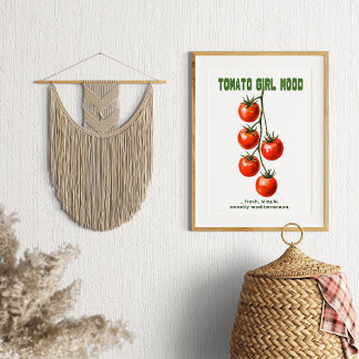 Waterverf Meisje Met Tomaat Sfeer Aesthetic Poster