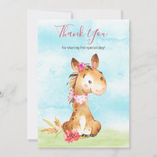 Waterverf meisje paard Boerderij dank u Bedankkaart