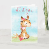 Waterverf meisje paard Boerderij dank u Kaart (Voorkant)