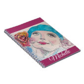 Waterverf Meisje Paarse Roze Rozen Notebook Notitieboek (Rechterzijde)