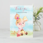 Waterverf Meisje Piggy Boerderij Dank u Bedankkaart (Staand voorkant)