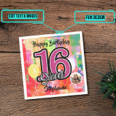 "Waterverf Meisje" Sweet 16 Party Custom Servet