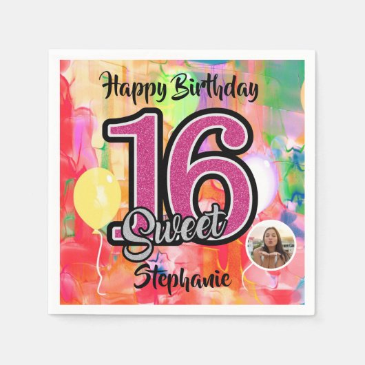 "Waterverf Meisje" Sweet 16 Party Custom Servet (Voorkant)