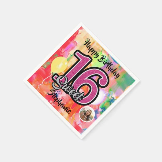 "Waterverf Meisje" Sweet 16 Party Custom Servet (Hoek)