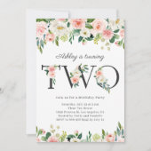 Waterverf  meisje van Floral Tweede verjaardag Kaart (Voorkant)