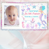 Waterverf Meisje Zeemeermin 1e Verjaardag Party Ba Spandoek