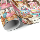 Waterverf meisjes Happy Birthday Wrapping Paper Cadeaupapier (Rol Hoek)