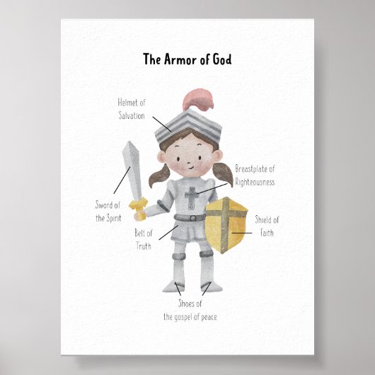 Waterverf Meisjes het pantser van God poster (Voorkant)