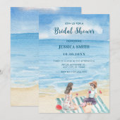 Waterverf meisjes vibing op het strand vrijgezelle kaart (Voorkant / Achterkant)