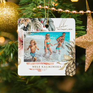 Waterverf Mele Kalikimaka Hawaiian Foto Keramisch Ornament