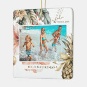 Waterverf Mele Kalikimaka Hawaiian Foto Keramisch Ornament (Links)