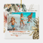 Waterverf Mele Kalikimaka Hawaiian Foto Keramisch Ornament (Achterkant)