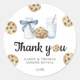 Waterverf Melk & Cookies Dank u gender openbaren Ronde Sticker