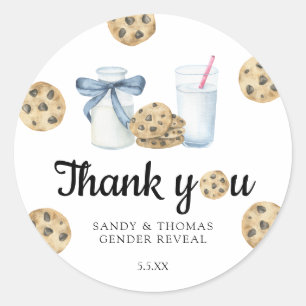 Waterverf Melk & Cookies Dank u gender openbaren Ronde Sticker