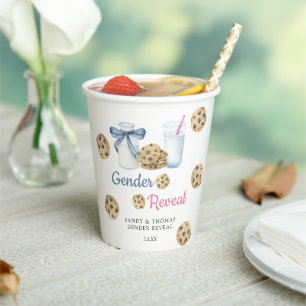 Waterverf Melk & Cookies Geslacht Onthullen Papieren Bekers