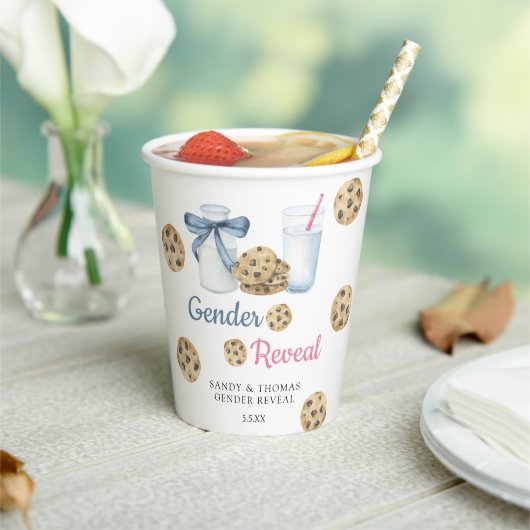 Waterverf Melk & Cookies Geslacht Onthullen Papieren Bekers (Insitu)