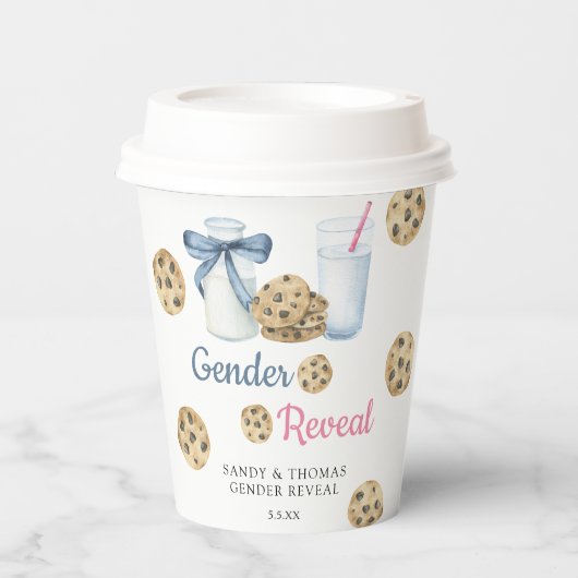 Waterverf Melk & Cookies Geslacht Onthullen Papieren Bekers (Voorkant)