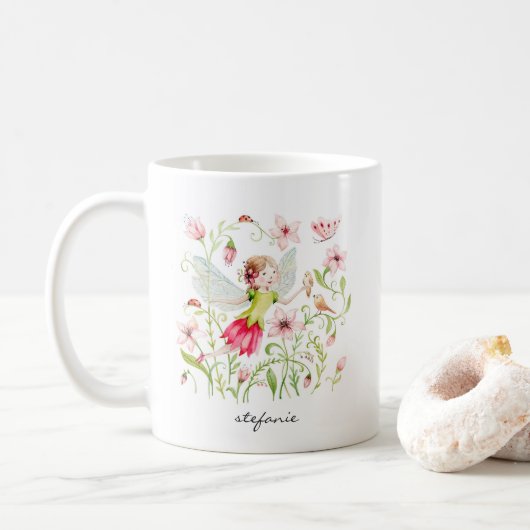  Waterverf Melk en Roze Floral Koffiemok (Met donut)