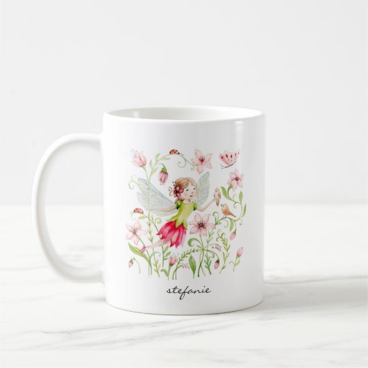  Waterverf Melk en Roze Floral Koffiemok (Links)