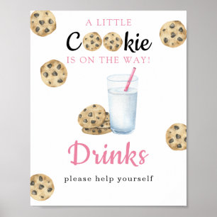 Waterverf melk & koekjes Baby shower Dranken Poster