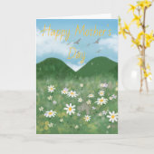 Waterverf melkbloem Happy Moederdag Kaart (Gele Bloem)