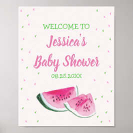 Waterverf Melon Baby shower Pink Green Poster