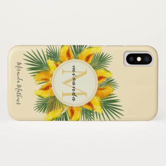 Waterverf Melon Tropical Leaves Wreatmonogram Case-Mate iPhone Case (Achterkant (horizontaal))