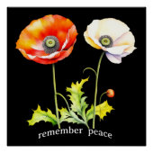 Waterverf Memorial Day Peace Rood & Wit Klaprozen Perfect Poster (Voorkant)