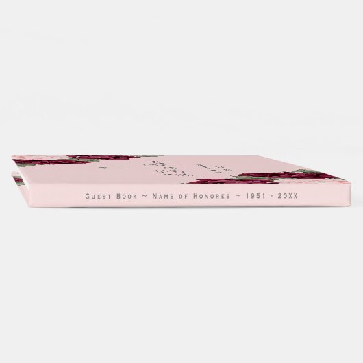 Waterverf Memorial Red Pink Floral Funeral Gastenboek (Rug)