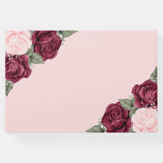 Waterverf Memorial Red Pink Floral Funeral Gastenboek (Achterkant)