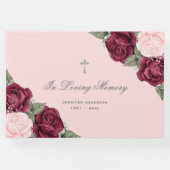 Waterverf Memorial Red Pink Floral Funeral Gastenboek (Voorkant)
