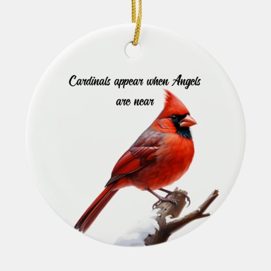 Waterverf Memorial Rode Kardinaal Kerst Keramisch Ornament (Voorkant)