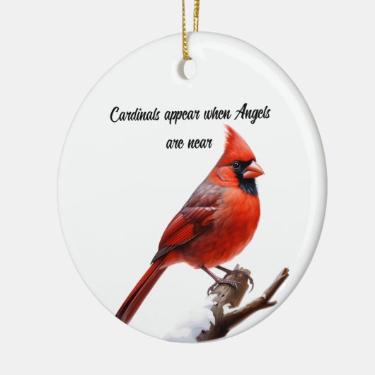 Waterverf Memorial Rode Kardinaal Kerst Keramisch Ornament (Links)