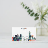 Waterverf Memphis Skyline Visitekaartje (Staand voorkant)