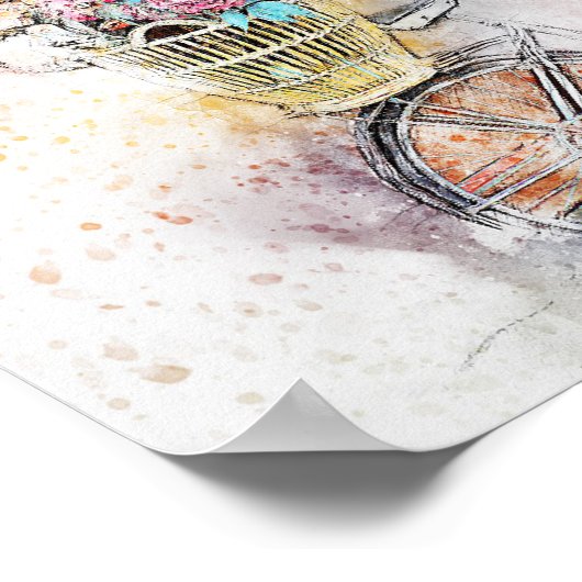 Waterverf mengeling van media en bloemen 1 poster (Hoek)