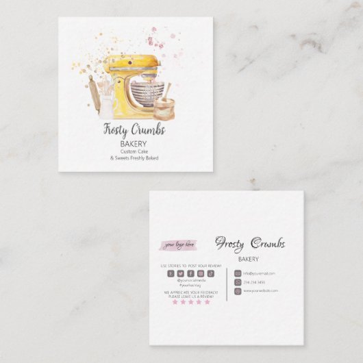 Waterverf Mengsel bakkerijbakkerij Vierkante Visitekaartje (Voorkant / Achterkant)