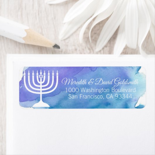 Waterverf Menorah Chanoeka Terug Etiket (Insitu)