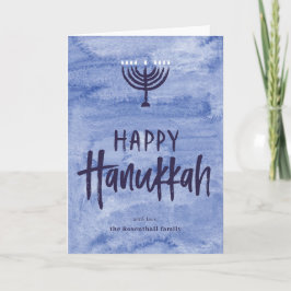 Waterverf Menorah Folded Hanukkah Card Feestdagen Kaart