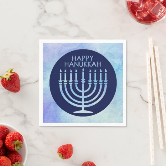 Waterverf menorah Hanukka Servet (Insitu)
