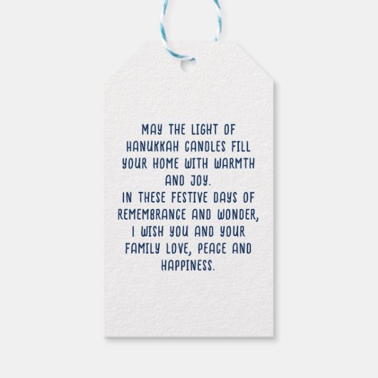 Waterverf Menorah Happy Chanoeka Cadeaulabel (Achterkant)