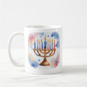 Waterverf Menorah Happy Chanoeka Koffiemok (Links)