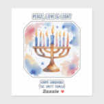 Waterverf Menorah Happy Chanoeka Sticker<br><div class="desc">Waterverf Vakantie thema items Stuur uw wensen met deze Vakantie Kaart die voorzien is van een Prachtige Happy Chanoeka</div>