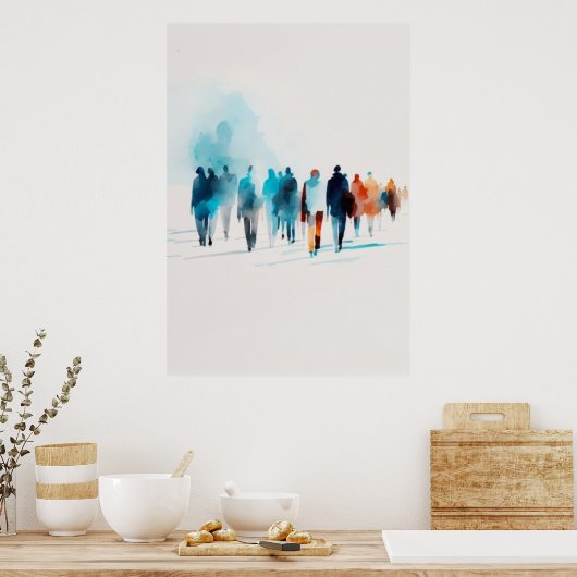 Waterverf mens kunst poster (Keuken)