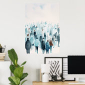 Waterverf mens kunst poster (Thuiskantoor)