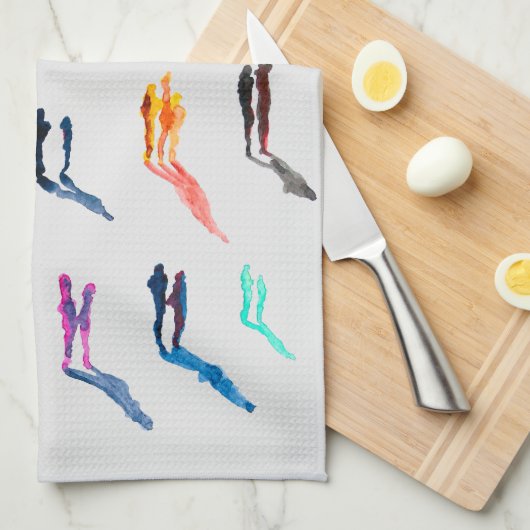 Waterverf mensen vinden kunst theedoek (Quarter Fold)