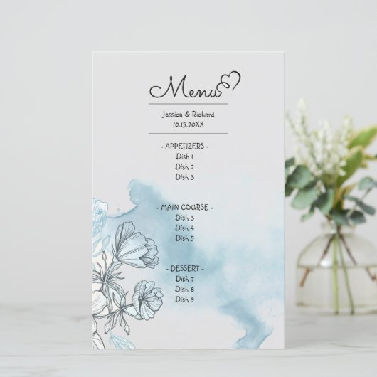 Waterverf menu Kaart (Staand voorkant)